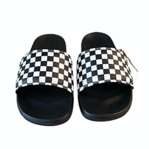 Vans Checkerboard La Costa Mens Black White Slides Size 13 Sandals - Picture 8 of 9